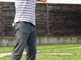 Man shooting pigeons