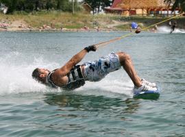 Man trying to control water ski